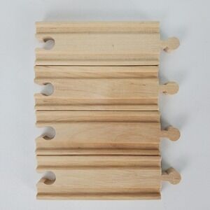 Unbranded Wooden Train Track 4 Inch Straight Pieces Lot o 4 Natural Wood Railway
